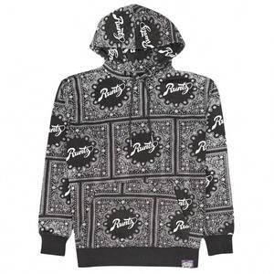 NEW RUNTZ men's paisley hoodie in black